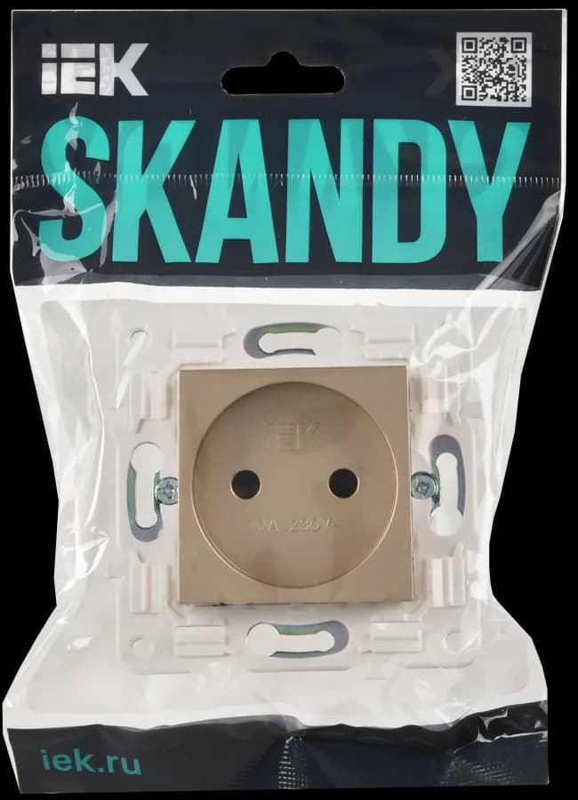 Розетка без заземления с защитными шторками IEK SKANDY SK-R13-10-K98 (песочный), фото 2