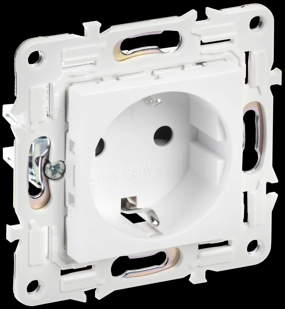 Розетка с заземлением и защитными шторками IEK SKANDY SK-R14-16-1-K01 (белый арктический)