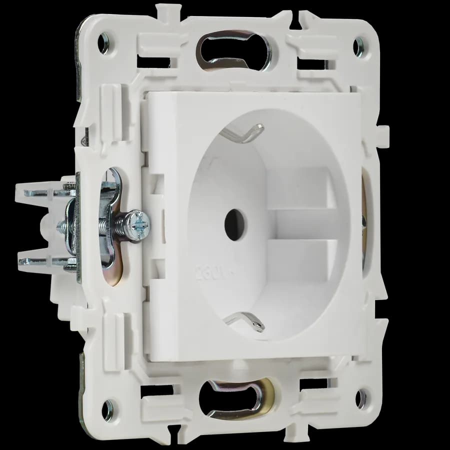Розетка с заземлением и защитными шторками IEK SKANDY SK-R14-16-1-K01 (белый арктический), фото 4