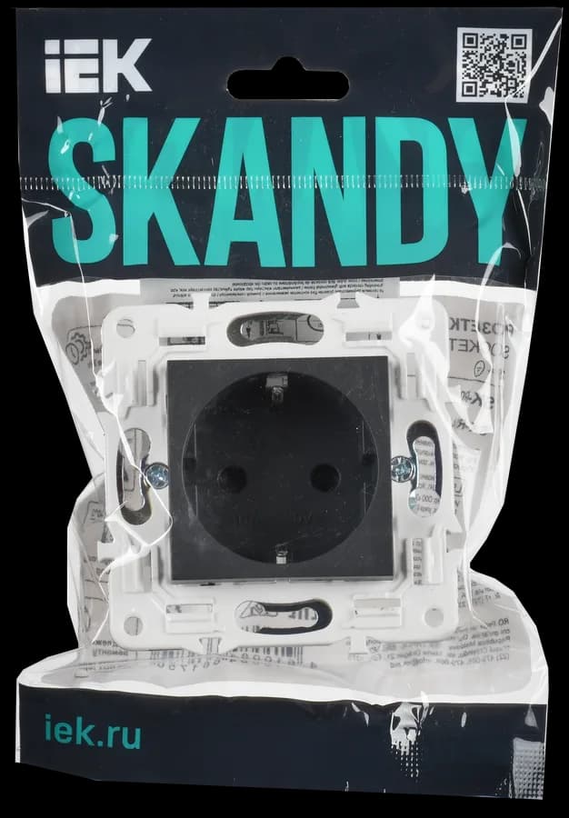 Розетка с заземлением и защитными шторками IEK SKANDY SK-R14-16-1-K53 (графит), фото 2