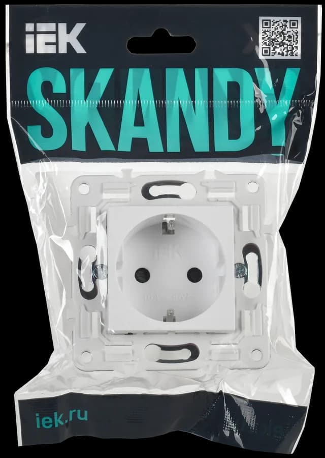 Розетка с заземлением и защитными шторками IEK SKANDY SK-R14-16-K01 (белый арктический), фото 2
