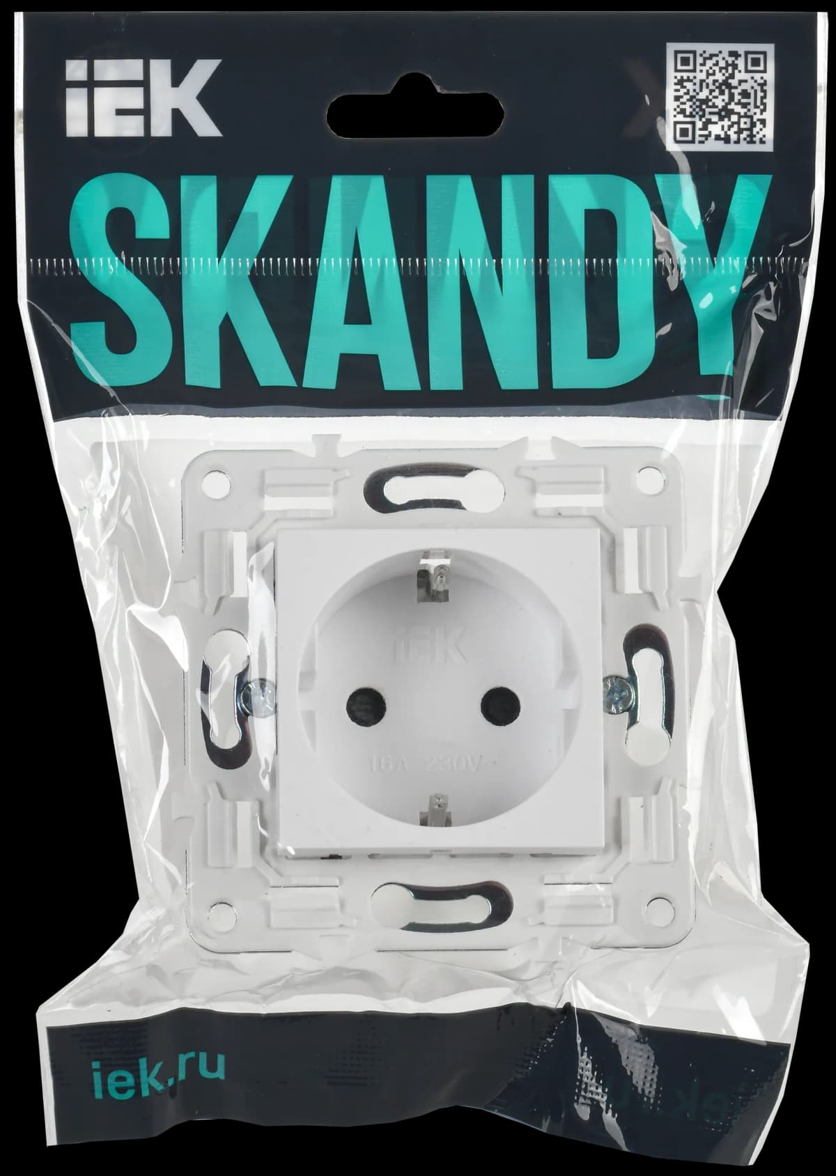 Розетка с заземлением и защитными шторками IEK SKANDY SK-R14-16-K01 (белый арктический), фото 2