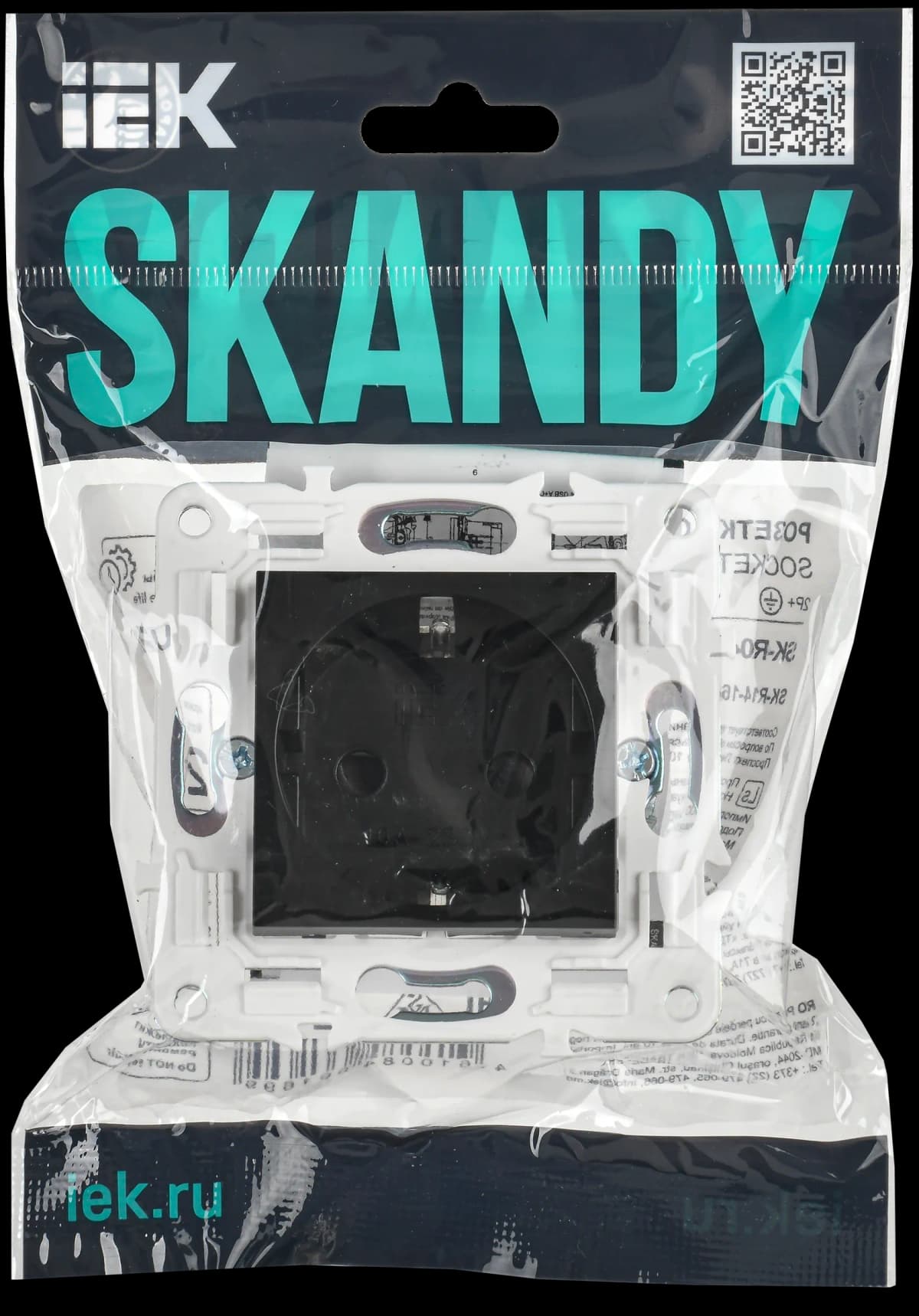 Розетка с заземлением и защитными шторками IEK SKANDY SK-R14-16-K02 (черный), фото 2