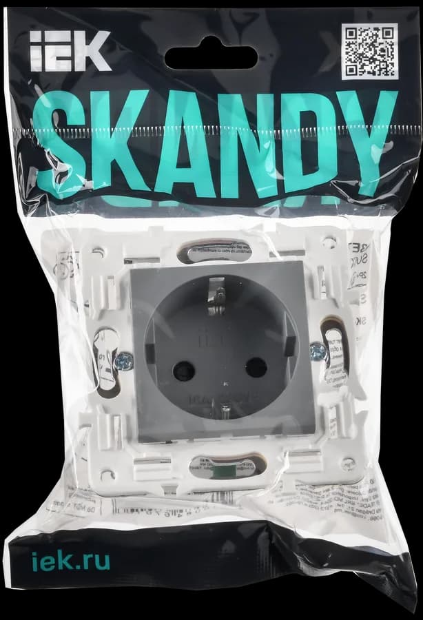 Розетка с заземлением и защитными шторками IEK SKANDY SK-R14-16-K03 (серый), фото 2