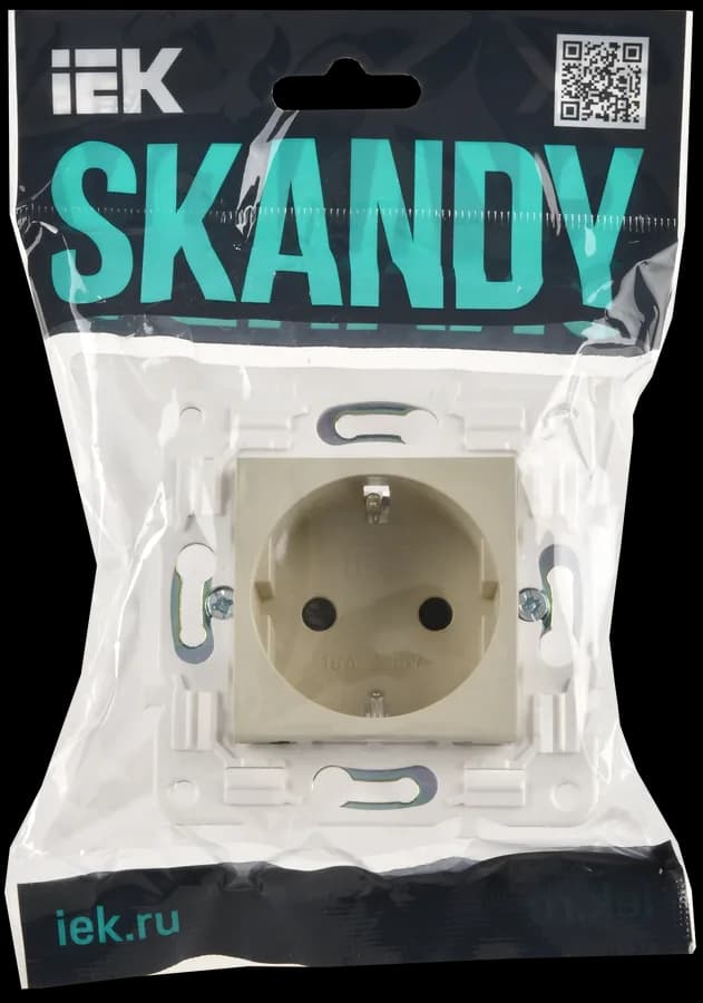 Розетка с заземлением и защитными шторками IEK SKANDY SK-R14-16-K10 (бежевый), фото 2