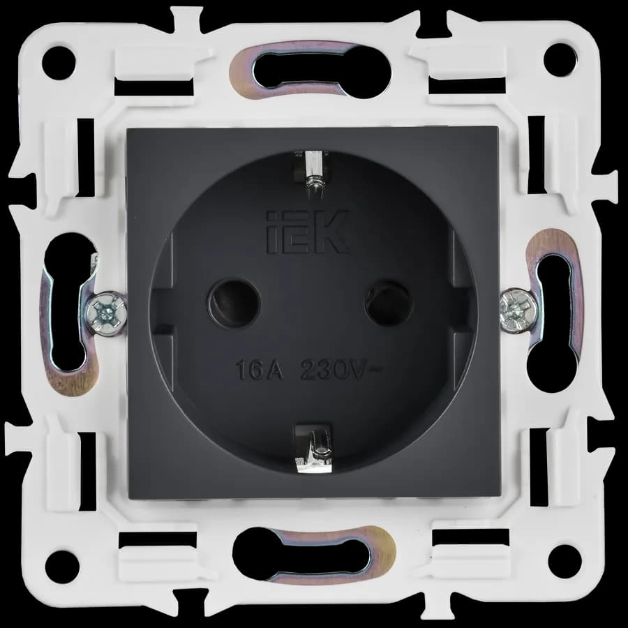 Розетка с заземлением и защитными шторками IEK SKANDY SK-R14-16-K48 (титан), фото 3