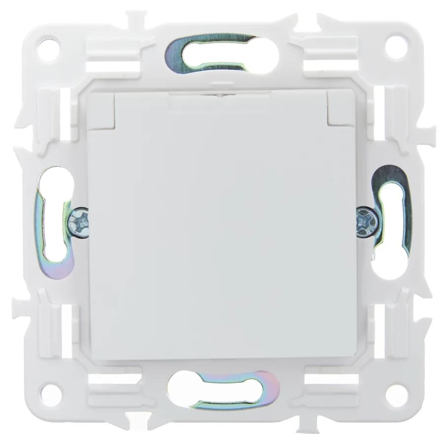 Розетка с заземлением, защитными шторками и крышкой IEK SKANDY SK-R16-16-44-K01 (белый арктический), фото 3