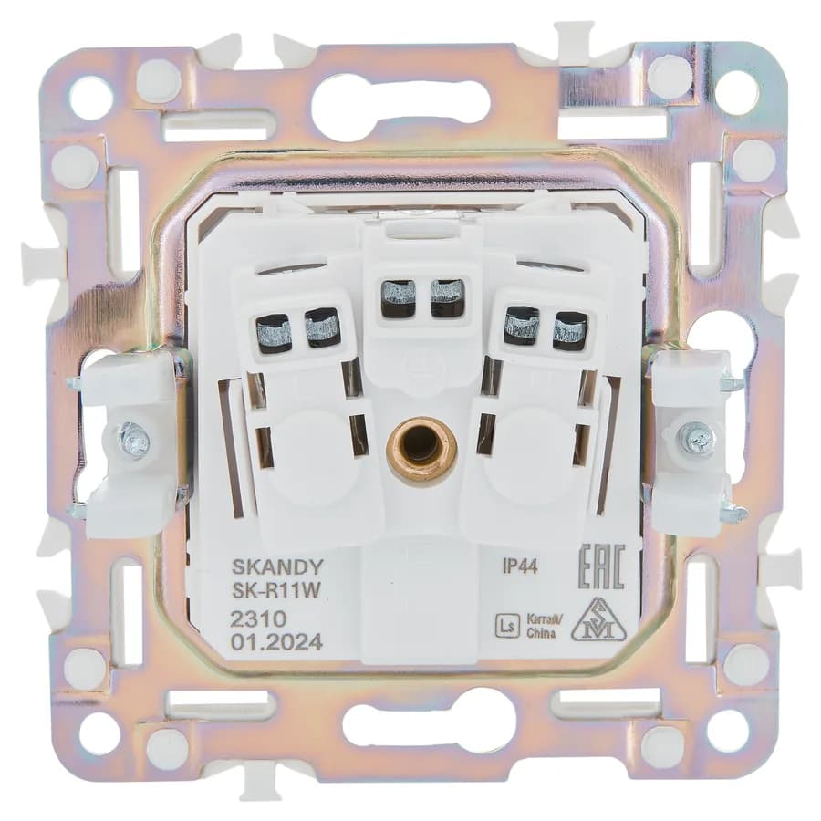 Розетка с заземлением, защитными шторками и крышкой IEK SKANDY SK-R16-16-44-K01 (белый арктический), фото 4