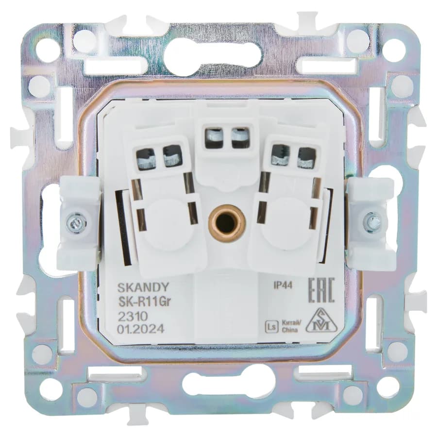Розетка с заземлением, защитными шторками и крышкой IEK SKANDY SK-R16-16-44-K03 (серый), фото 4