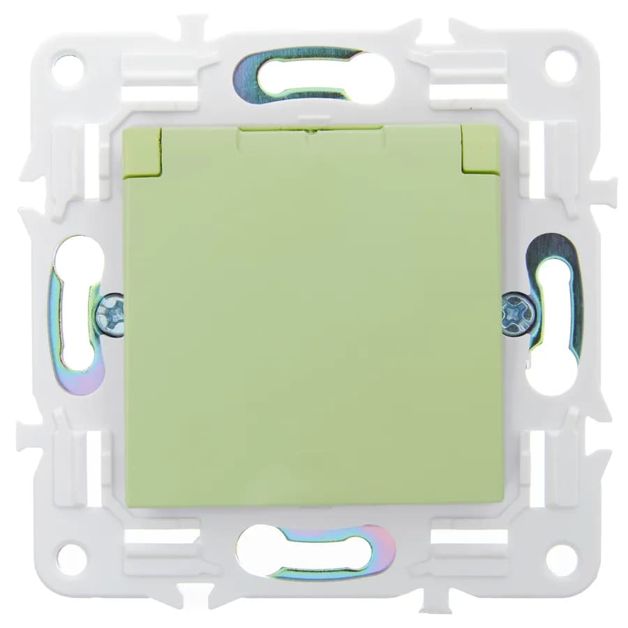 Розетка с заземлением, защитными шторками и крышкой IEK SKANDY SK-R16-16-44-K06 (мятный), фото 2