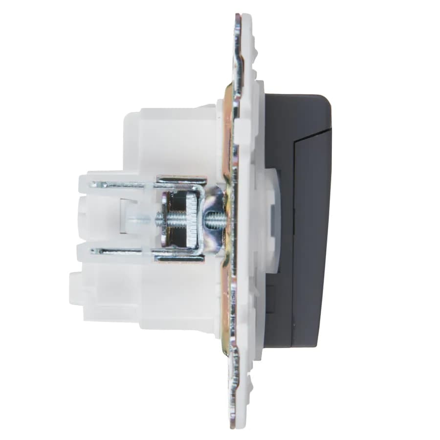 Розетка с заземлением, защитными шторками и крышкой IEK SKANDY SK-R16-16-44-K48 (титан), фото 4