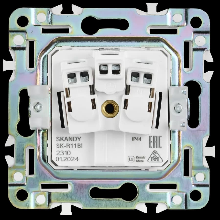 Розетка с заземлением, защитными шторками и крышкой IEK SKANDY SK-R16-16-44-K53 (графит), фото 4