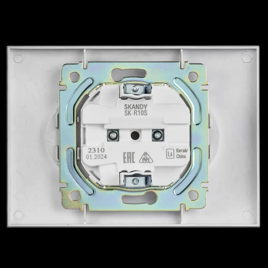 Розетка двойная без заземления с рамкой IEK SKANDY SK-R20-10-K23-F (серебряный), фото 4