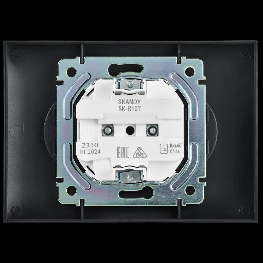 Розетка двойная без заземления с рамкой IEK SKANDY SK-R20-10-K48-F (титан), фото 4