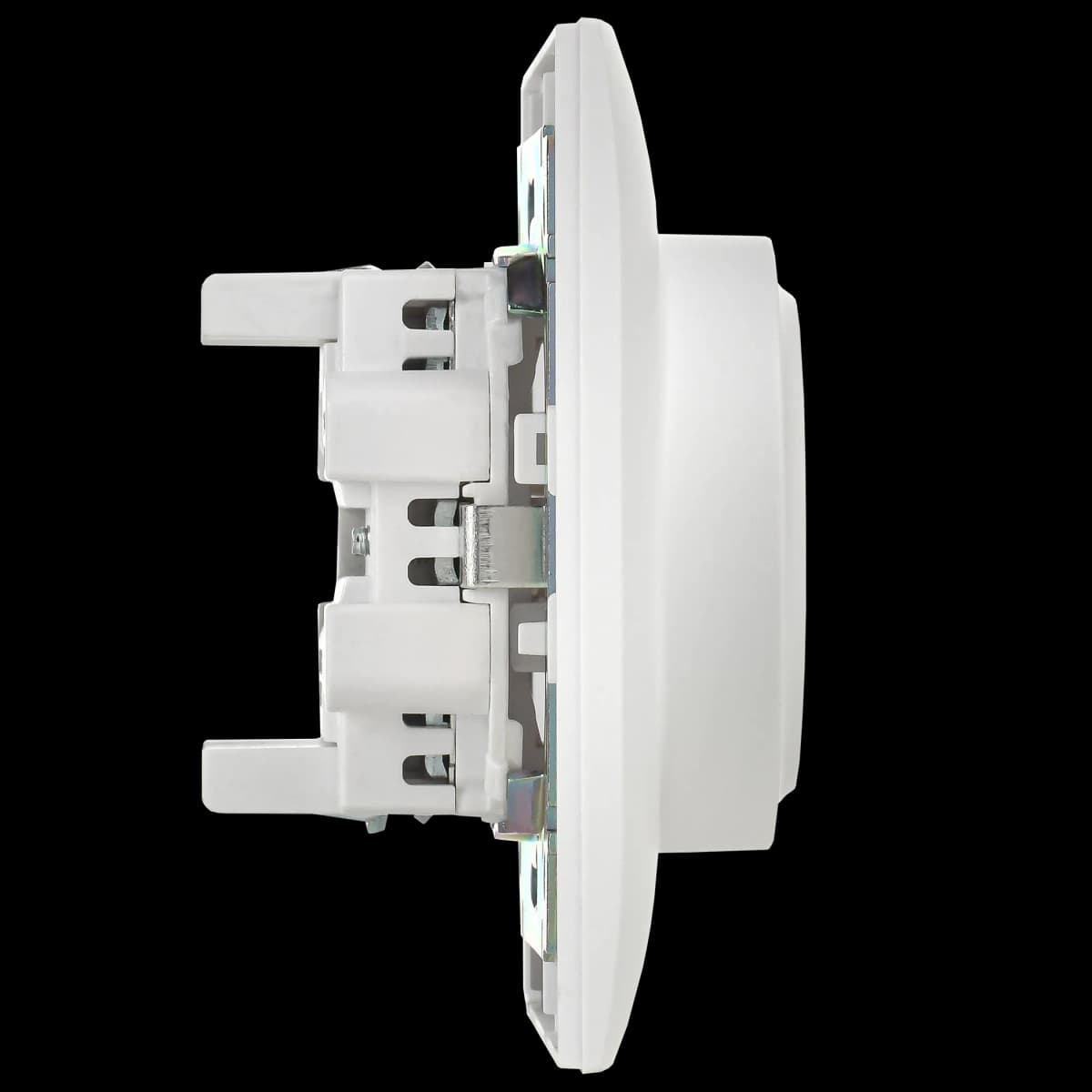 Розетка двойная с заземлением и рамкой IEK SKANDY SK-R21-16-K01-F (белый арктический), фото 3