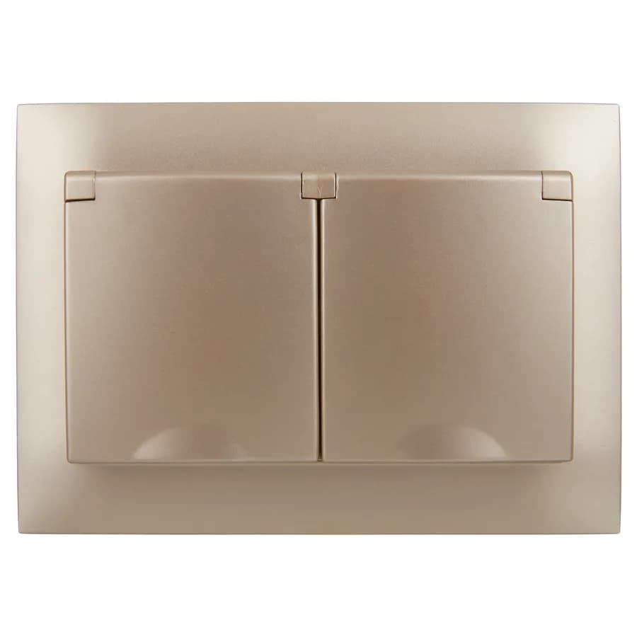 Розетка двойная без заземления с крышкой и рамкой IEK SKANDY SK-R26-16-44-K98-F (песочный), фото 3