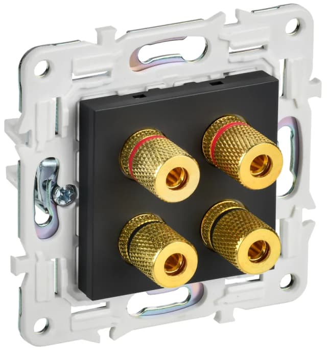 Розетка четырёхместная аудио IEK SKANDY SK-S40-K02 (черный)