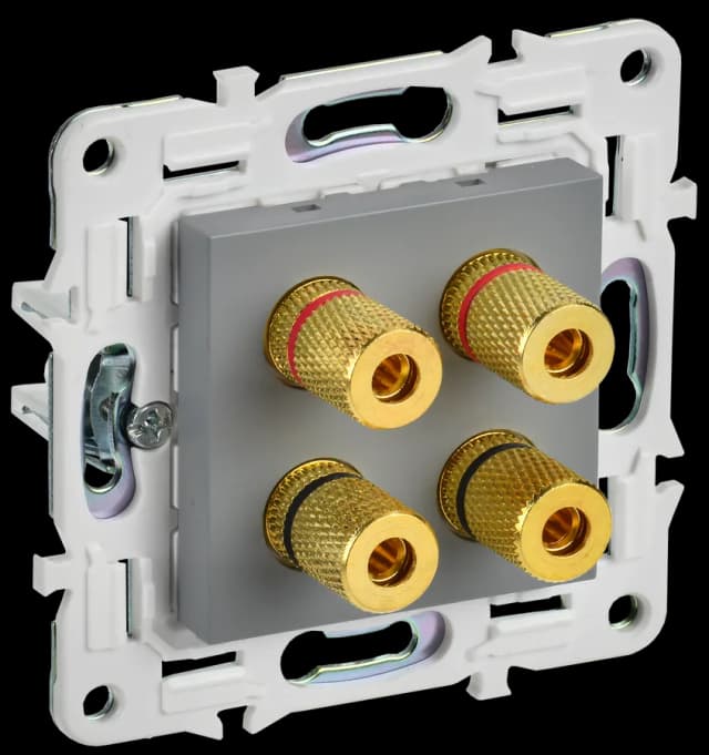 Розетка четырёхместная аудио IEK SKANDY SK-S40-K03 (серый)
