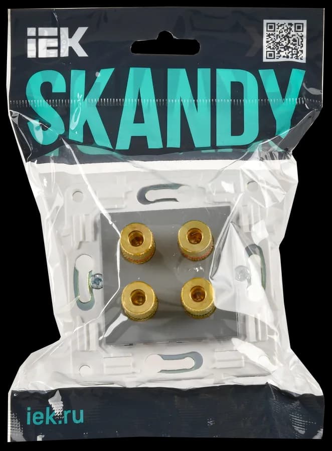 Розетка четырёхместная аудио IEK SKANDY SK-S40-K03 (серый), фото 2