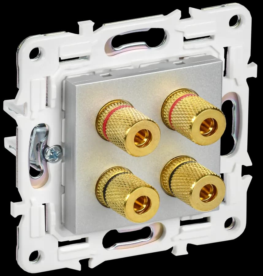 Розетка четырёхместная аудио IEK SKANDY SK-S40-K23 (серебряный)