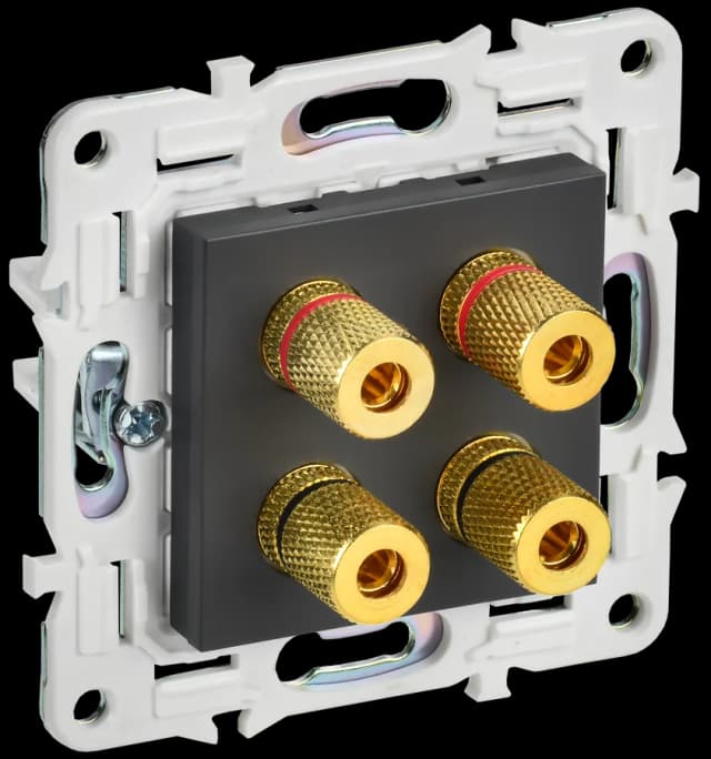 Розетка четырёхместная аудио IEK SKANDY SK-S40-K48 (титан)