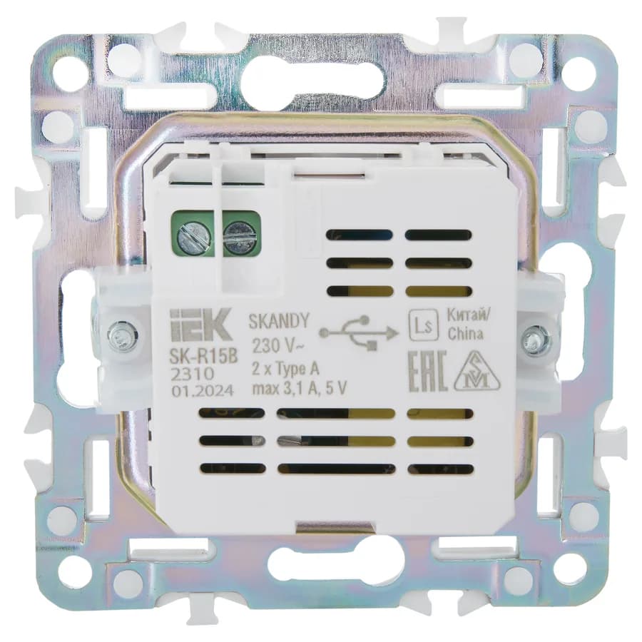 Розетка USB IEK SKANDY SK-U21-D31-K10 (бежевый), фото 4
