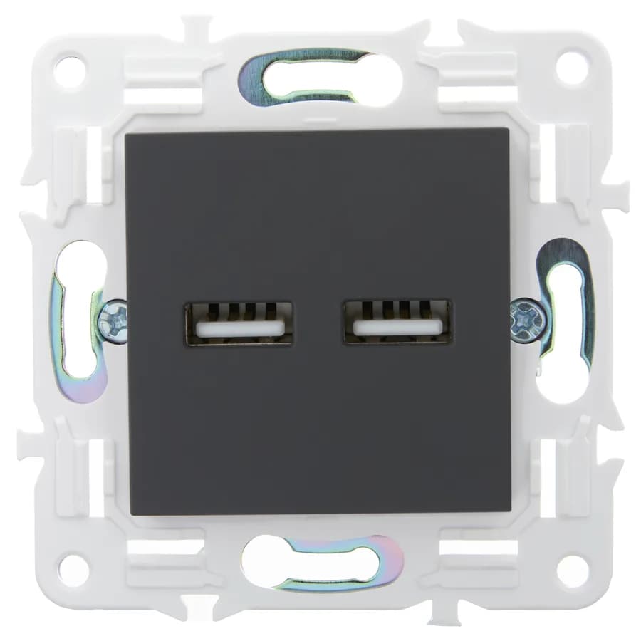Розетка USB IEK SKANDY SK-U21-D31-K53 (графит), фото 3