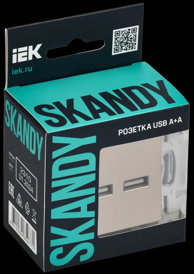 Розетка USB IEK SKANDY SK-U21-D31-K98 (песочный), фото 2