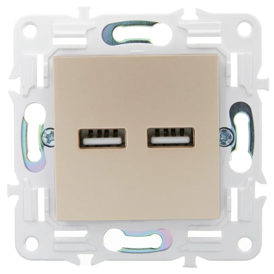 Розетка USB IEK SKANDY SK-U21-D31-K98 (песочный), фото 3