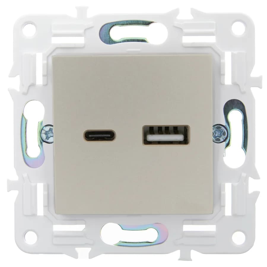 Розетка USB IEK SKANDY SK-U22-018-K98 (песочный), фото 3