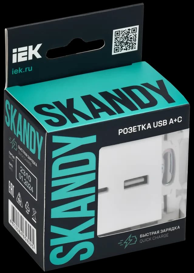 Розетка USB IEK SKANDY SK-U22-D31-K01 (белый арктический), фото 2