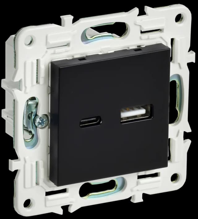 Розетка USB IEK SKANDY SK-U22-D31-K02 (черный)