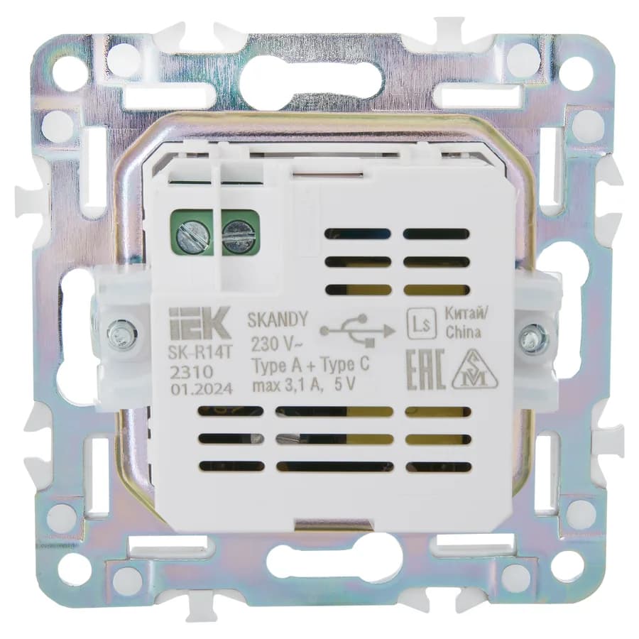 Розетка USB IEK SKANDY SK-U22-D31-K48 (титан), фото 3