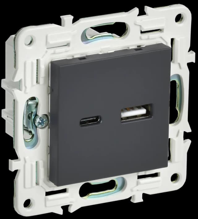 Розетка USB IEK SKANDY SK-U22-D31-K53 (графит)