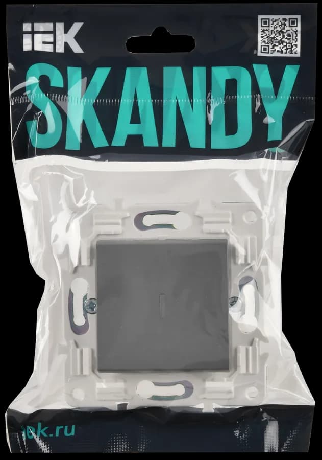Выключатель 1-клавишный с подсветкой IEK SKANDY SK-V10-1-10-K03 (серый), фото 2