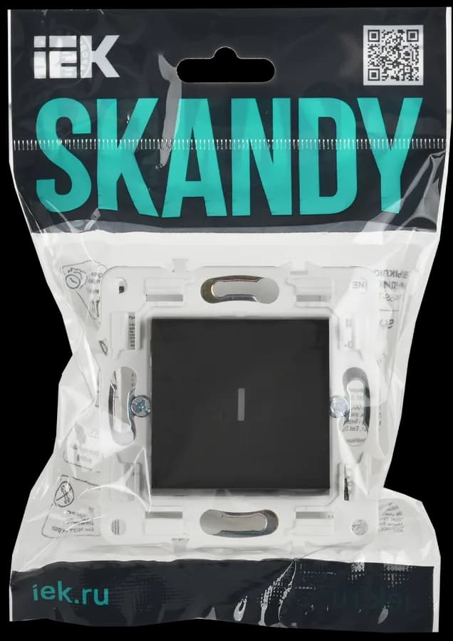 Выключатель 1-клавишный с подсветкой IEK SKANDY SK-V10-1-10-K48 (титан), фото 2