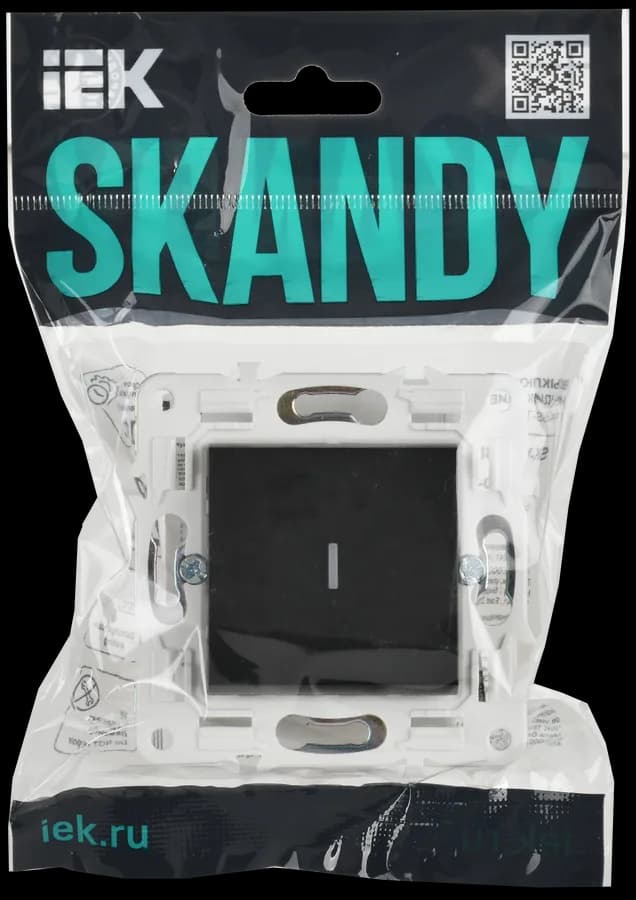 Выключатель 1-клавишный проходной с подсветкой IEK SKANDY SK-V12-1-10-K02 (черный), фото 2