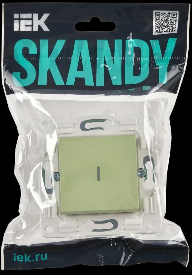 Выключатель 1-клавишный проходной с подсветкой IEK SKANDY SK-V12-1-10-K06 (мятный), фото 2