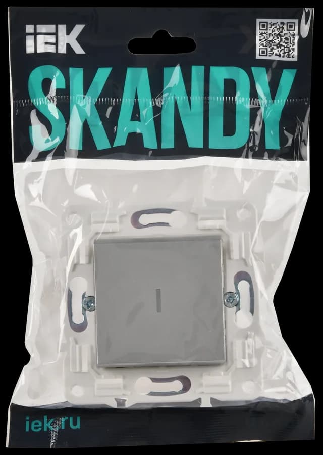 Выключатель 1-клавишный проходной с подсветкой IEK SKANDY SK-V12-1-10-K23 (серебряный), фото 2