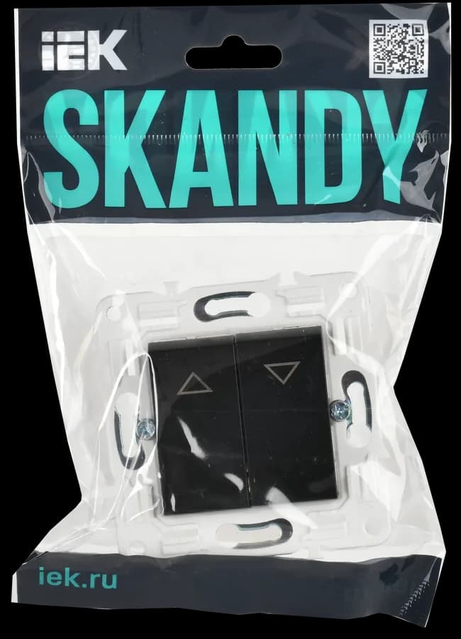 Выключатель 2-клавишный для жалюзи IEK SKANDY SK-V15-0-10-K02 (черный), фото 2