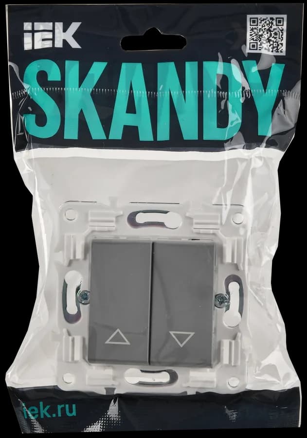 Выключатель 2-клавишный для жалюзи IEK SKANDY SK-V15-0-10-K03 (серый), фото 2