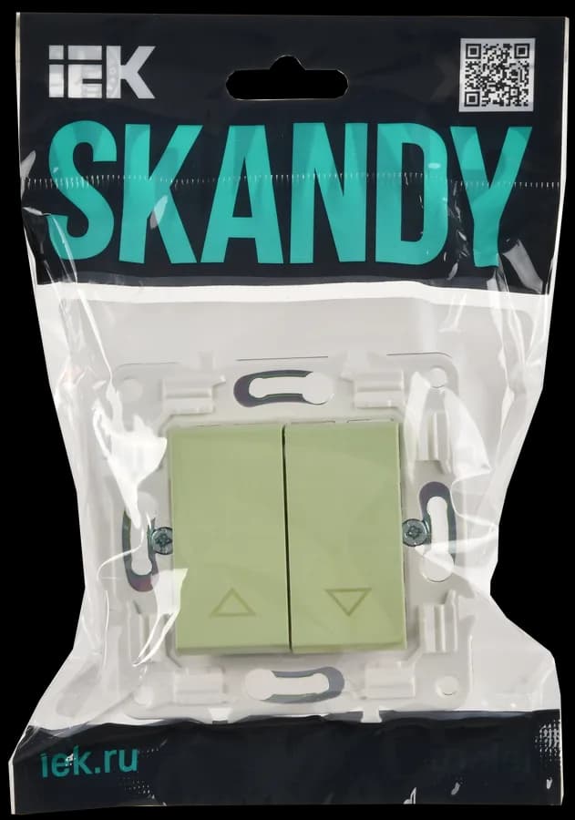 Выключатель 2-клавишный для жалюзи IEK SKANDY SK-V15-0-10-K06 (мятный), фото 2