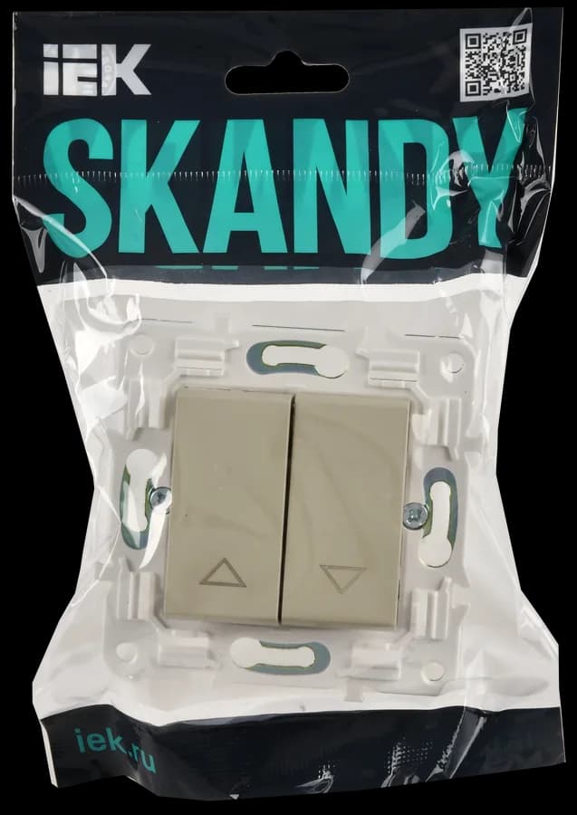 Выключатель 2-клавишный для жалюзи IEK SKANDY SK-V15-0-10-K10 (бежевый), фото 2