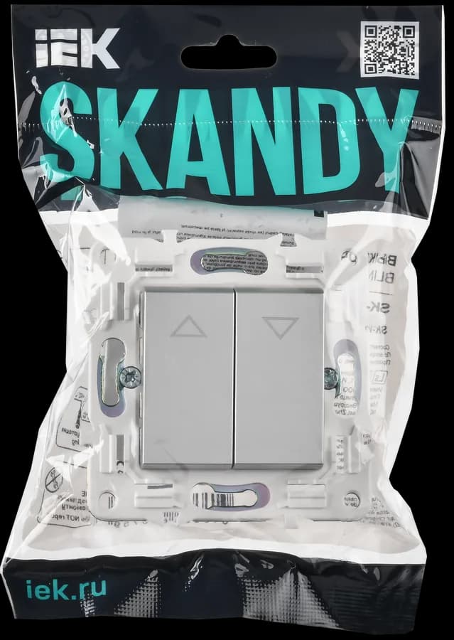 Выключатель 2-клавишный для жалюзи IEK SKANDY SK-V15-0-10-K23 (серебряный), фото 2