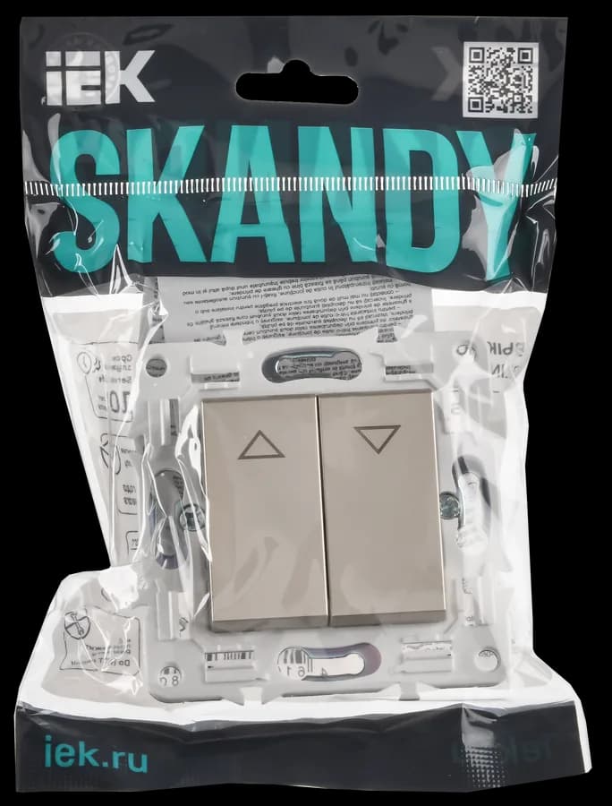 Выключатель 2-клавишный для жалюзи IEK SKANDY SK-V15-0-10-K37 (шампань), фото 2