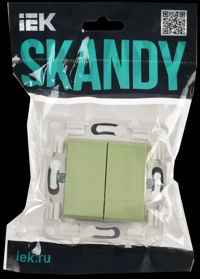 Выключатель 2-клавишный IEK SKANDY SK-V20-0-10-K06 (мятный), фото 2