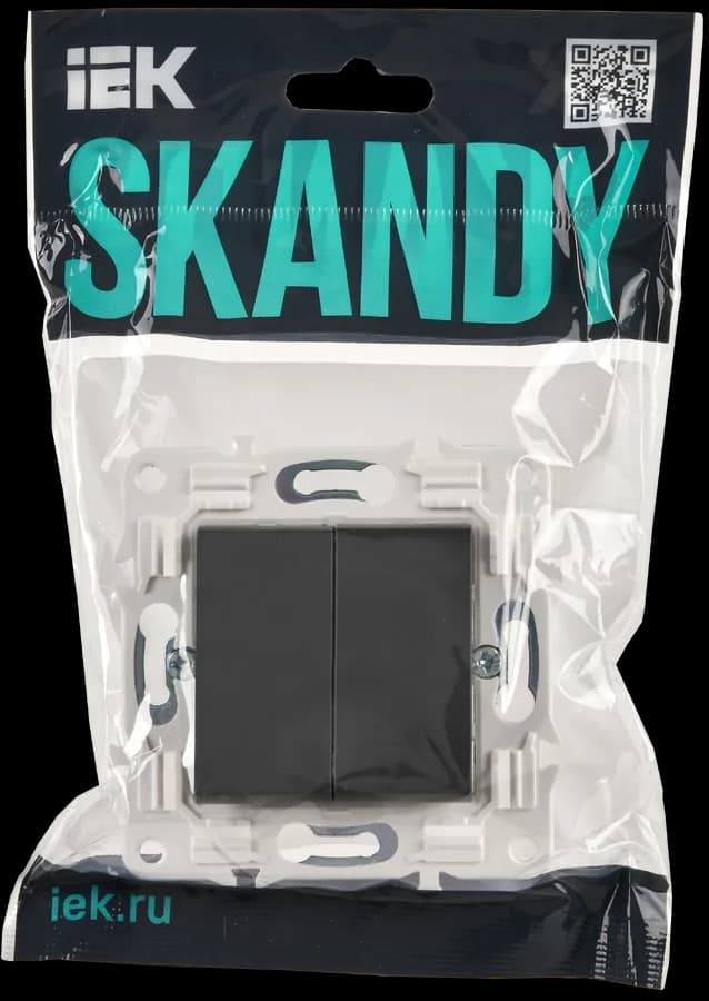 Выключатель 2-клавишный IEK SKANDY SK-V20-0-10-K48 (титан), фото 2