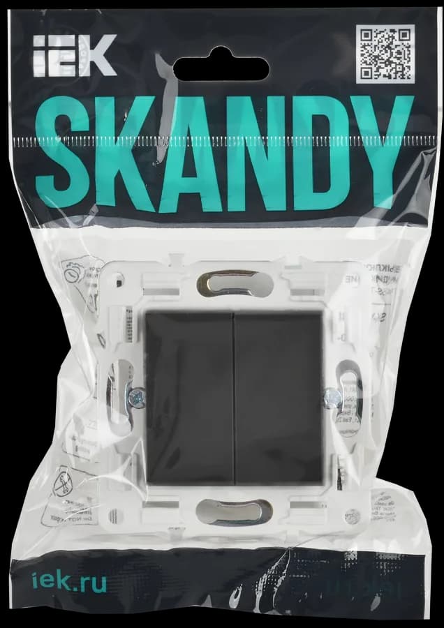 Выключатель 2-клавишный IEK SKANDY SK-V20-0-10-K53 (графит), фото 2