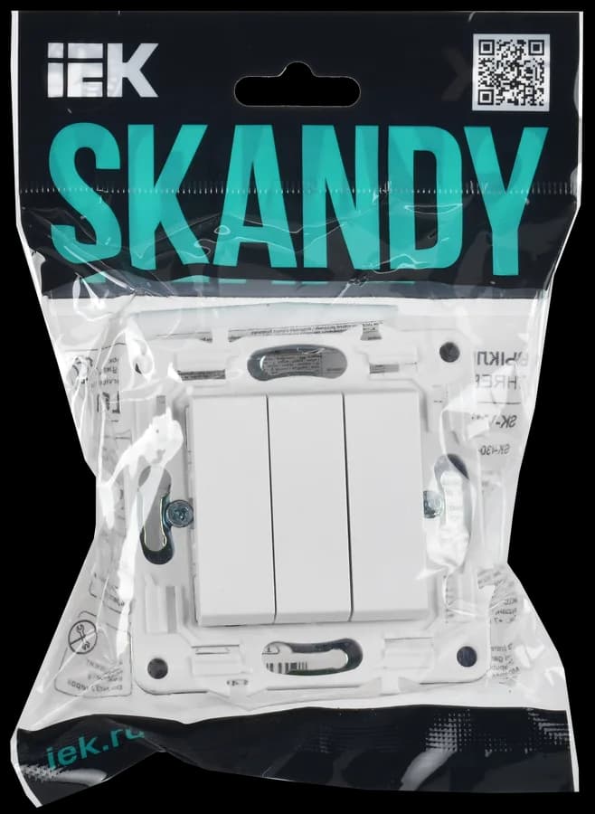 Выключатель 3-клавишный IEK SKANDY SK-V30-0-10-K01 (белый арктический), фото 2