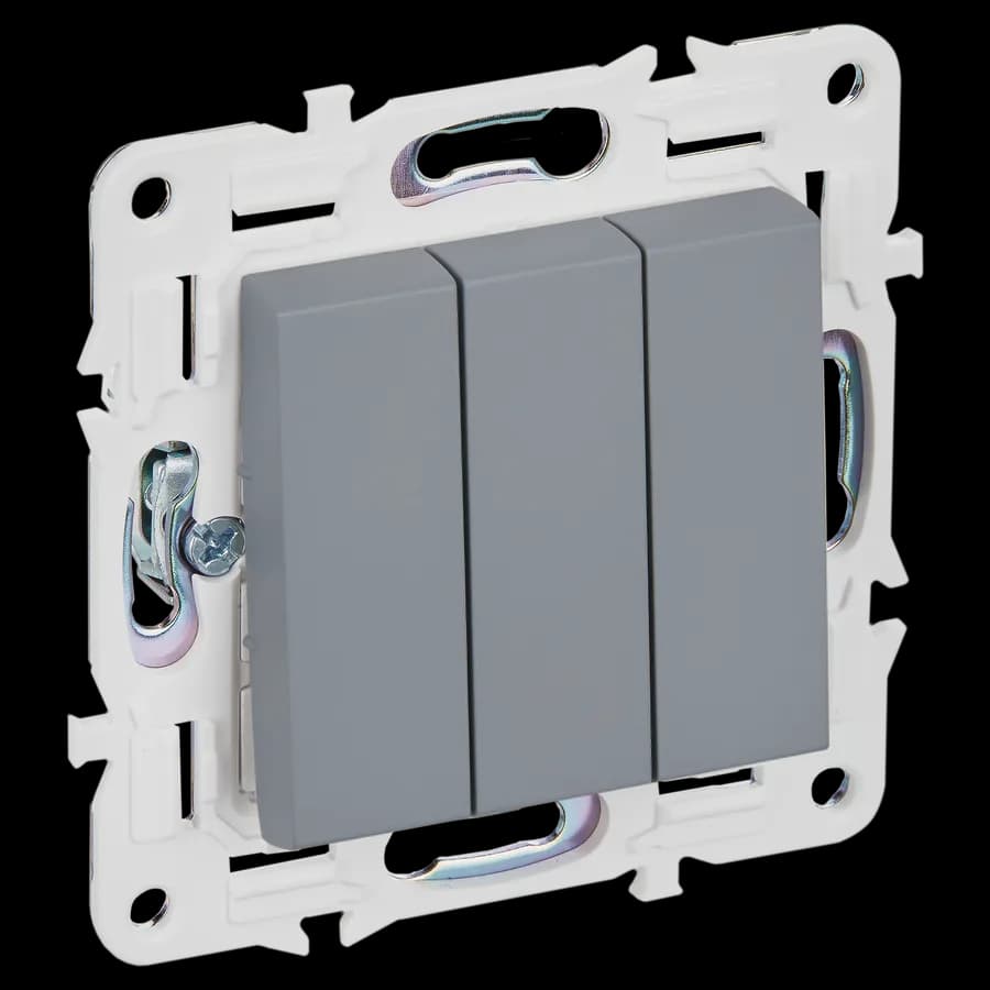 Выключатель 3-клавишный IEK SKANDY SK-V30-0-10-K03 (серый)